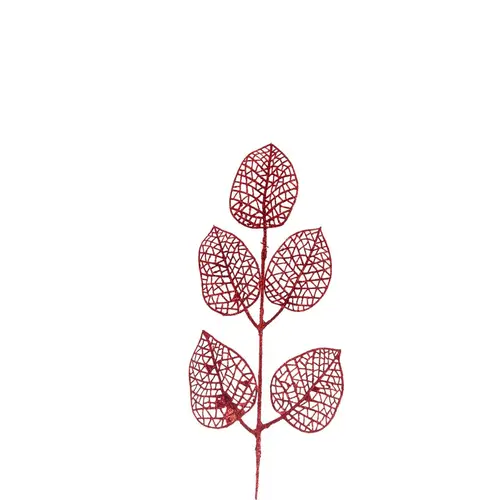Zweig Skeletonblatt rot L31cm x8