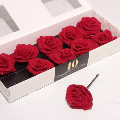 Seiden Wachs Rose Velvet rot D12cm (275)