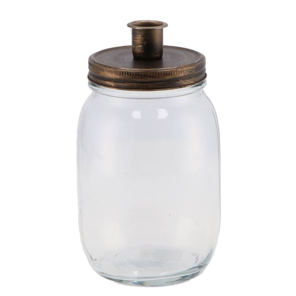 Kerzenständer auf Schraubglas gold 11x17cm