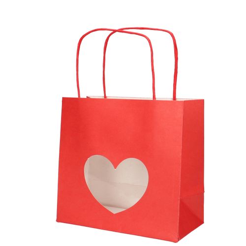 Tasche Herz Fenster rot 16x14cm