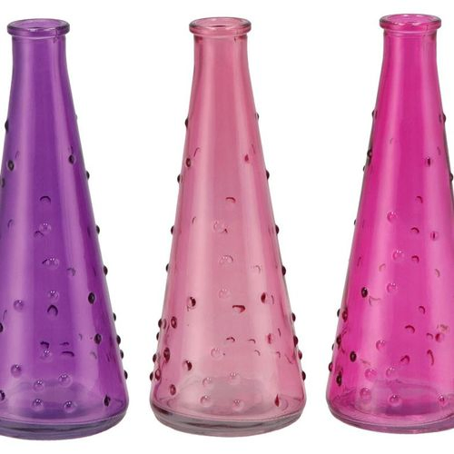 Glas Flasche Karakum Pink mix D07cm H19cm