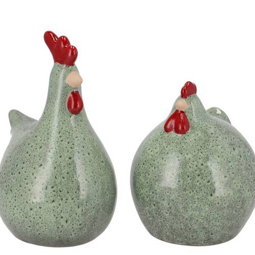 Keramik Huhn mix Jet grün 12x12x15cm