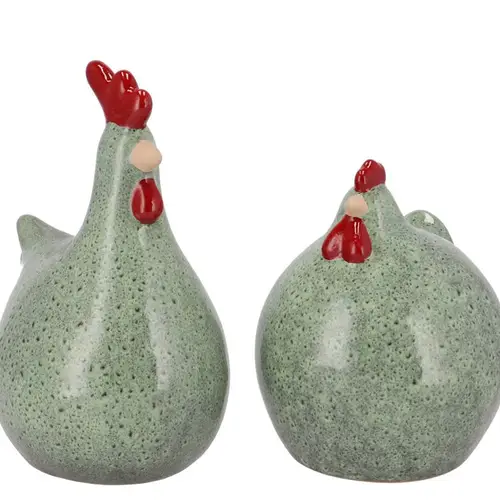 Keramik Huhn mix Jet grün 12x12x15cm