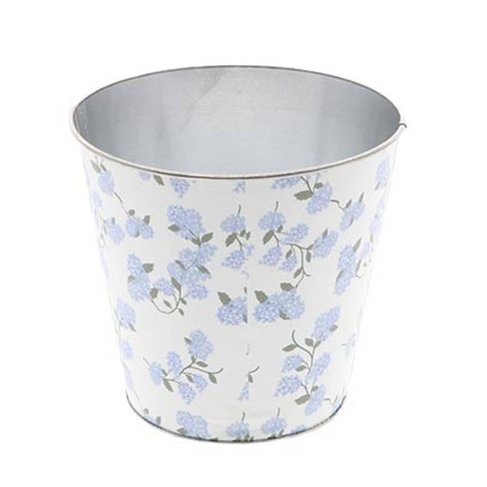 Zink Übertopf Flower blau D16cm H15cm