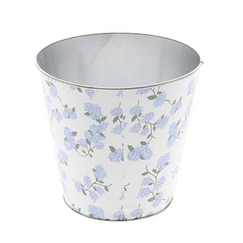 Zink Übertopf Flower blau D16cm H15cm