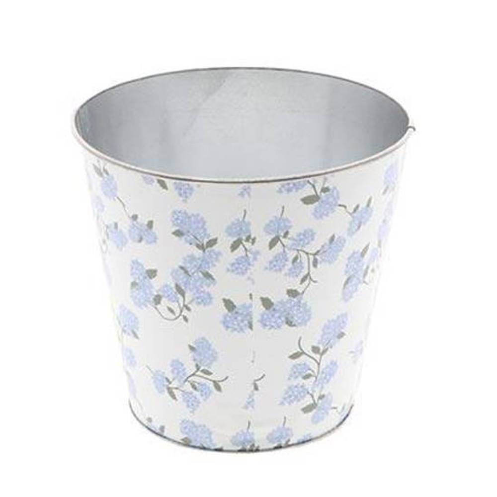 Zink Übertopf Flower blau D16cm H15cm