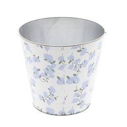 Zink Übertopf Flower blau D16cm H15cm