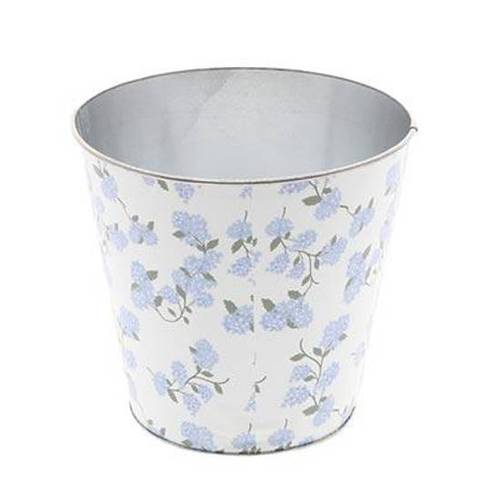 Zink Übertopf Flower blau D16cm H15cm