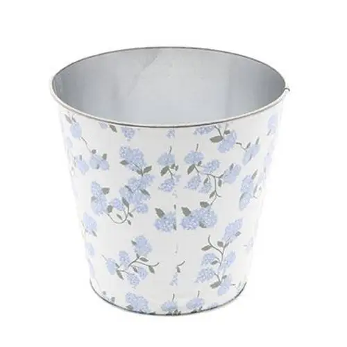 Zink Übertopf Flower blau D16cm H15cm