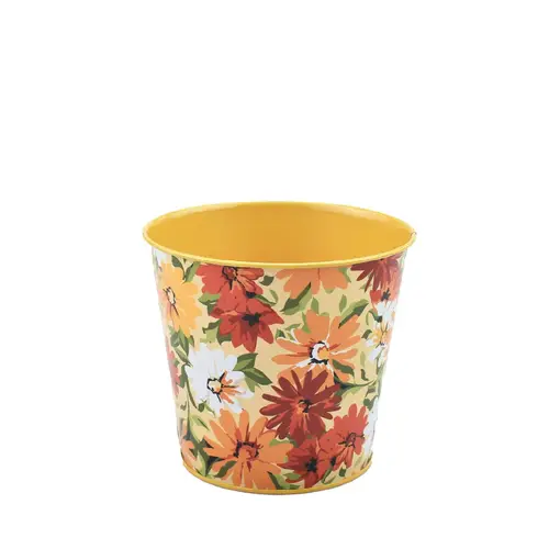 Zink Übertopf Bloom orange D13cm H11.5cm 