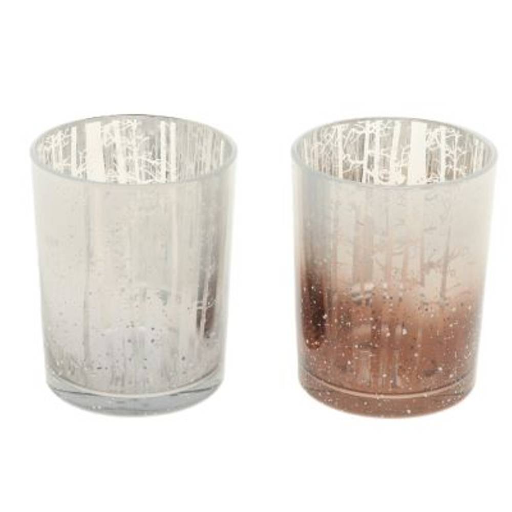 Glas Teelicht Seluna 2/Set braun D10cm H12.5cm