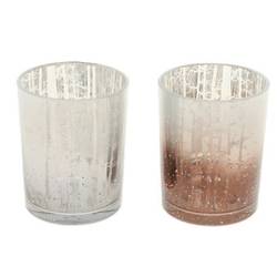 Glas Teelicht Seluna 2/Set braun D10cm H12.5cm