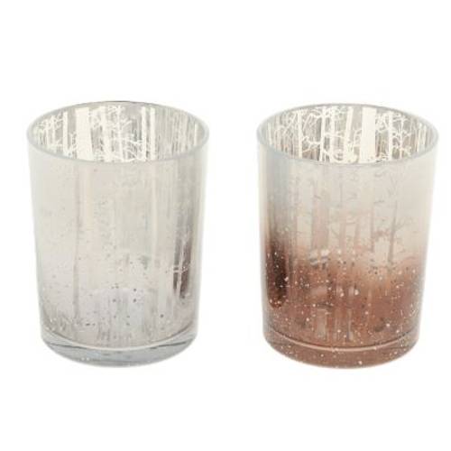 Glas Teelicht Seluna 2/Set braun D10cm H12.5cm