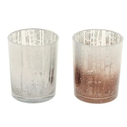 Glas Teelicht Seluna 2/Set braun D10cm H12.5cm