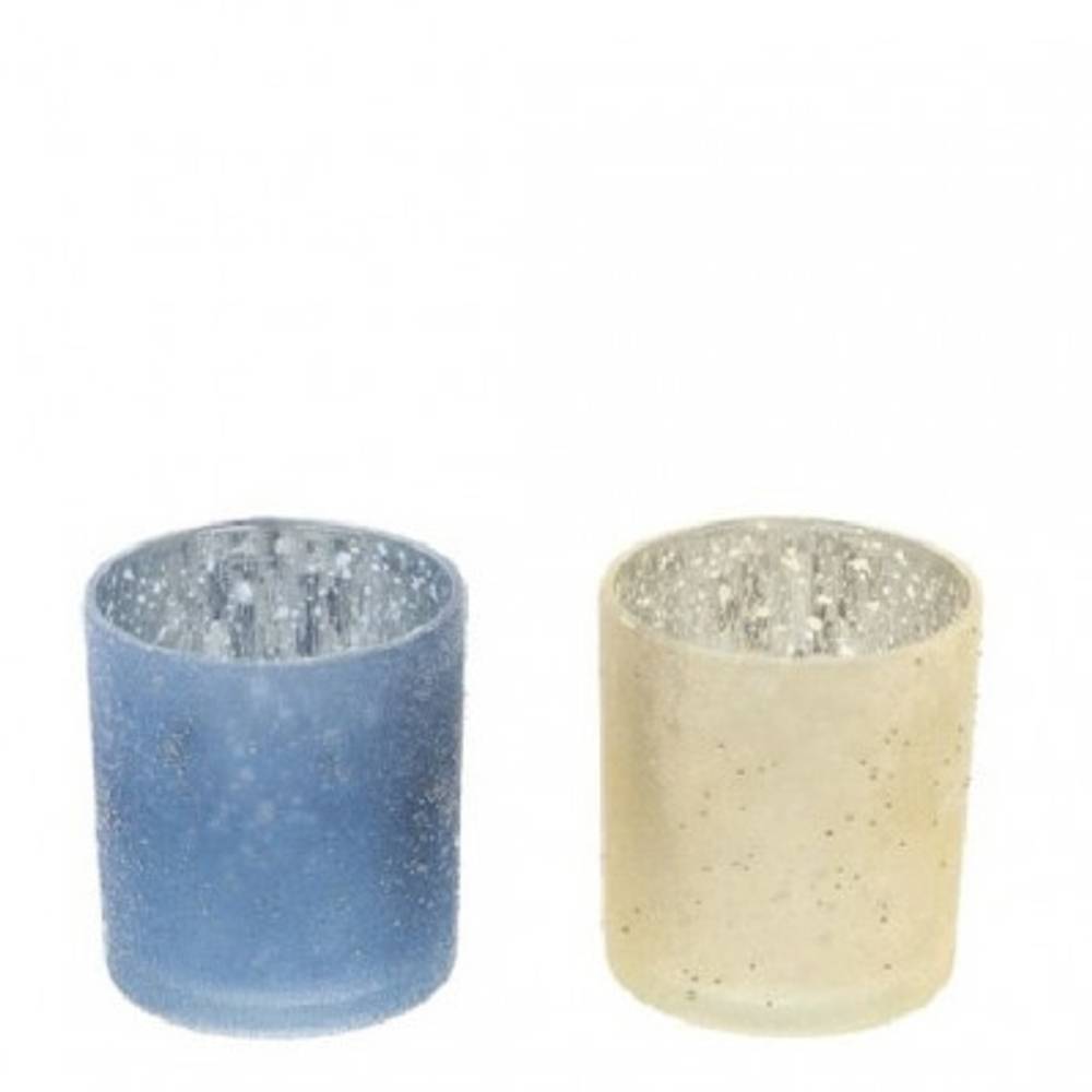 Teelichthalter Glitzer mix D09cm H10cm