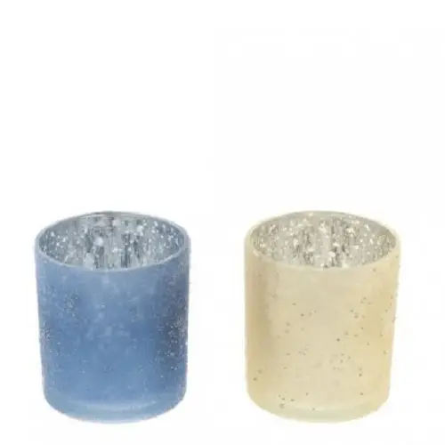 Teelichthalter Glitzer mix D09cm H10cm
