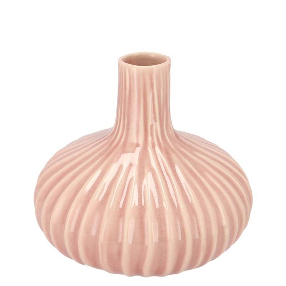 Keramik Vase Gia Stripes Neck alt rosa 16x16x13cm