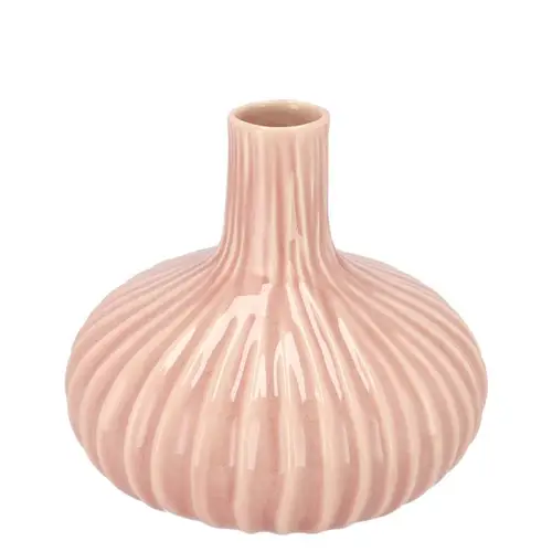 Keramik Vase Gia Stripes Neck alt rosa 16x16x13cm