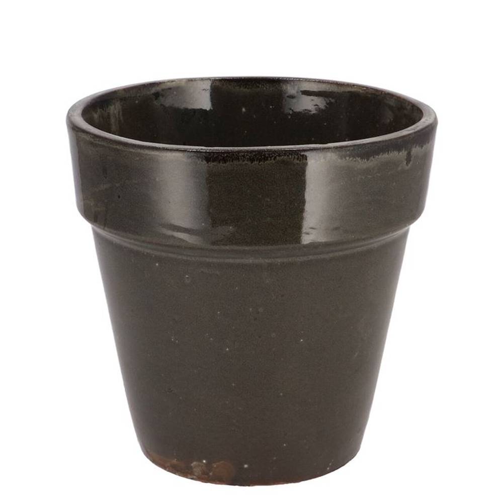 Keramik Übertopf Ebbi Glasur schwarz D17cm H17cm