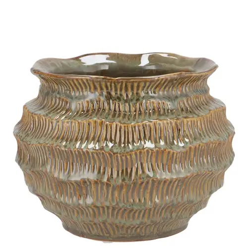 Keramik Übertopf Loui sand 14x14x11cm
