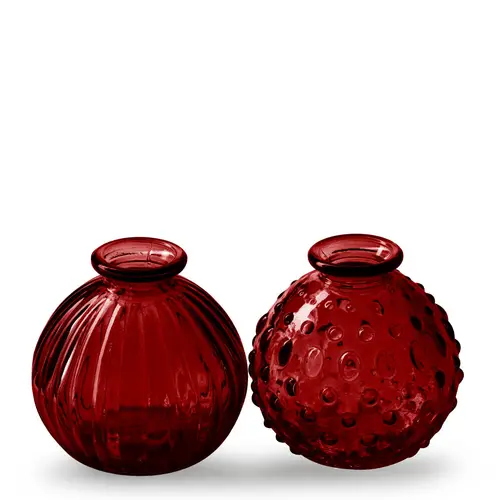 Glas Flasche Jive mix rot D08.5cm H08.5cm