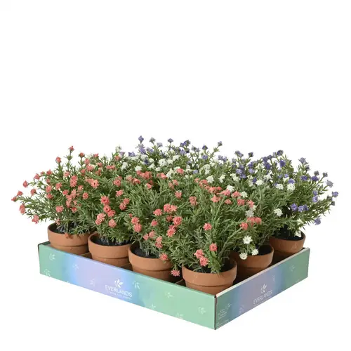 Seiden Pflanzen Blumen in Übertopf mix D07cm H21cm