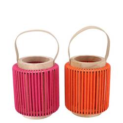 Laterne Cruz Rund mix orange/fuchsia 11x14x17cm