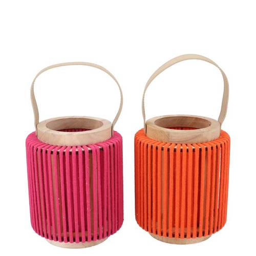Laterne Cruz Rund mix orange/fuchsia 11x14x17cm