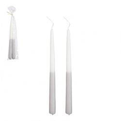 Kerzen Dip-dye weiss/hell grau d2.2X30cm x2