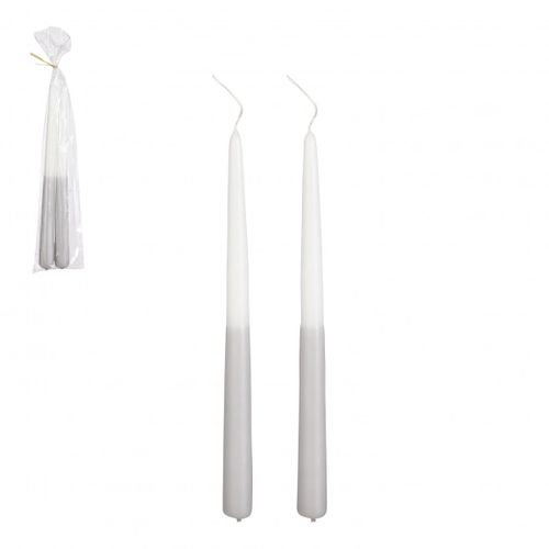 Kerzen Dip-dye weiss/hell grau d2.2X30cm x2