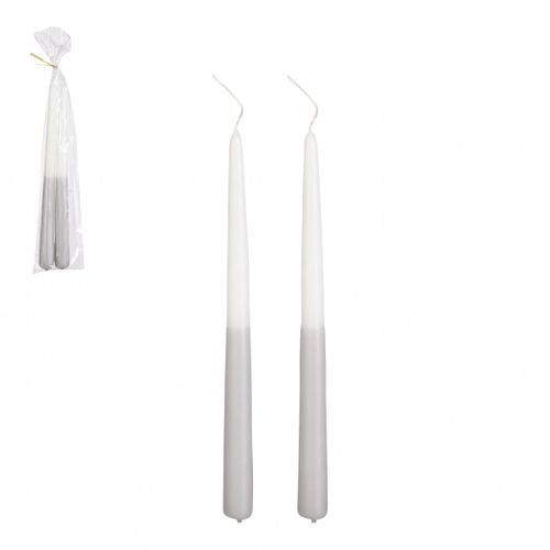 Kerzen Dip-dye weiss/hell grau d2.2X30cm x2