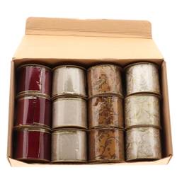 Bänder Wessia rot/creme in Display-Box D06.5cm L03m