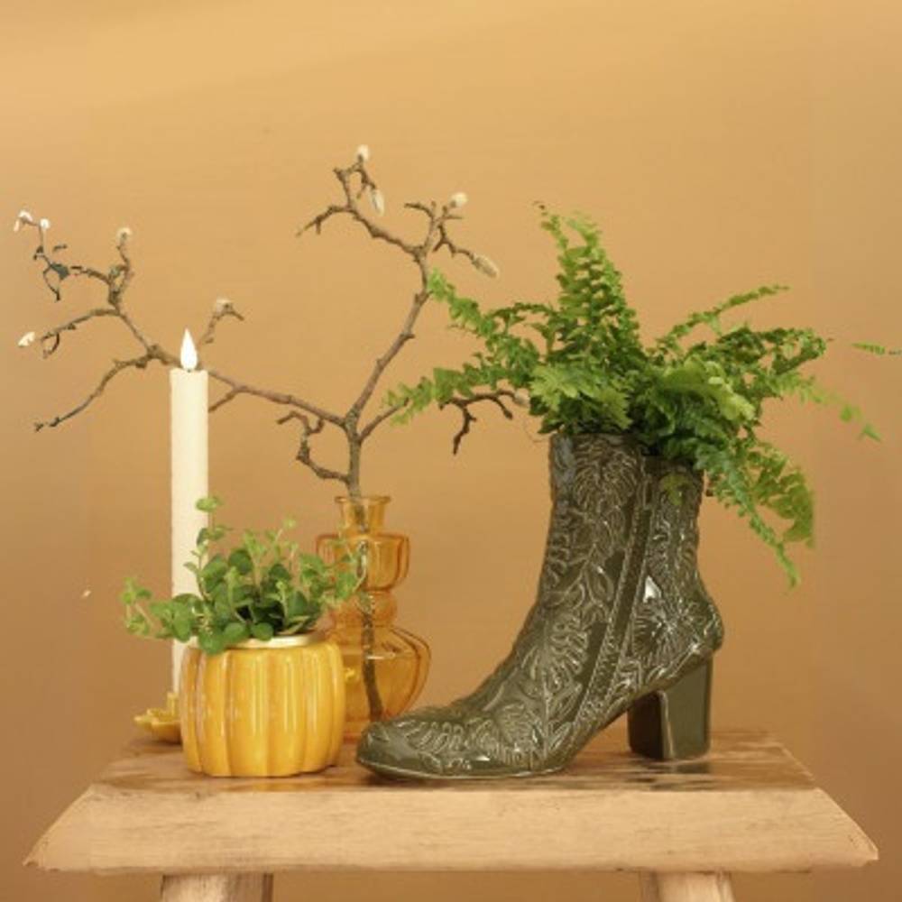 Keramik Vase Bootie grün 22x07x19cm