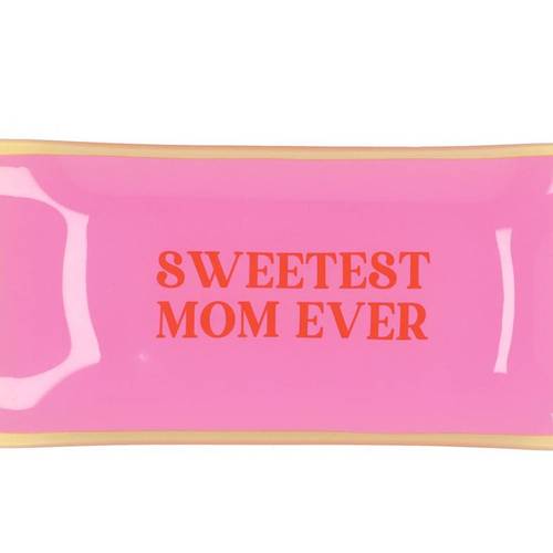 Teller Rechteck Sweetest Mom rosa 20x10x02cm