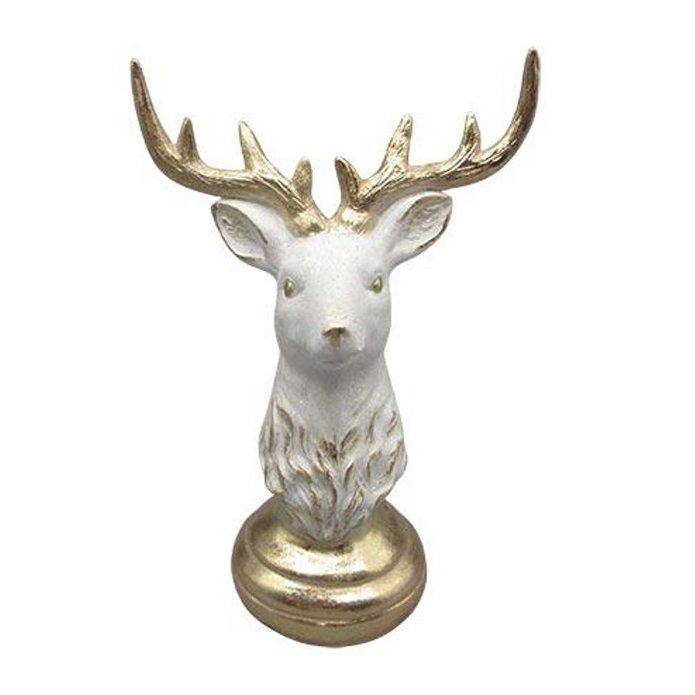 Hirsch auf Sockel weiss 18x10x25cm