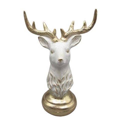 Hirsch auf Sockel weiss 18x10x25cm