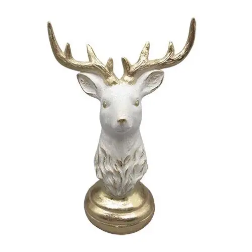 Hirsch auf Sockel weiss 18x10x25cm