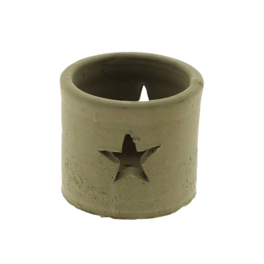 Keramik Teelicht Dani Stern grün D08cm H07.5cm