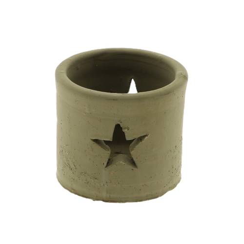 Keramik Teelicht Dani Stern grün D08cm H07.5cm