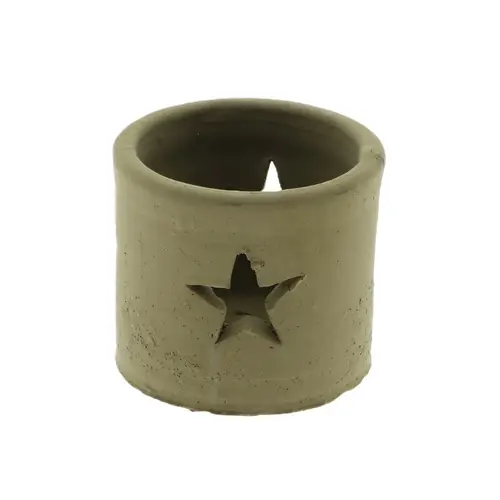 Keramik Teelicht Dani Stern grün D08cm H07.5cm