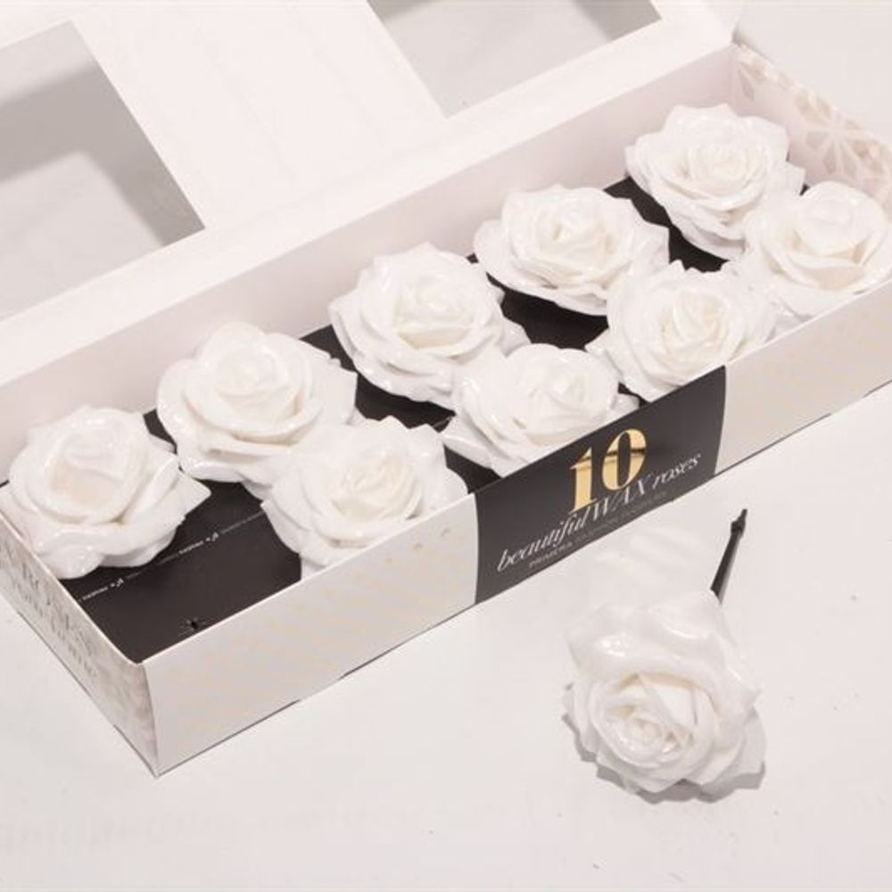 Seiden Wachs Rose weiss Diamond d12cm (767)