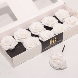 Seiden Wachs Rose weiss Diamond d12cm (767)