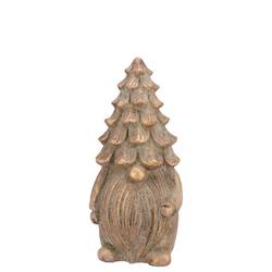Deko Beton Gnom Baum gold 11x11x22cm