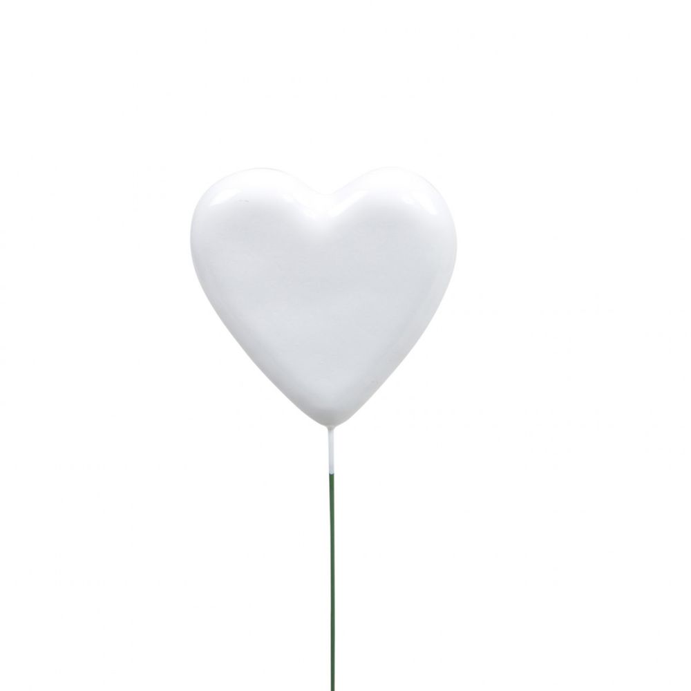 Herz auf Draht weiss L20cm D07cm