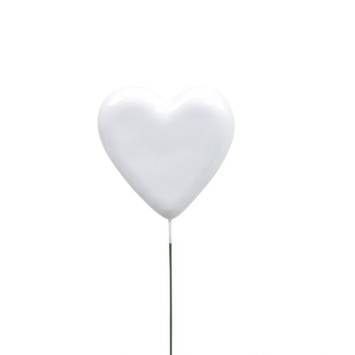 Herz auf Draht weiss L20cm D07cm