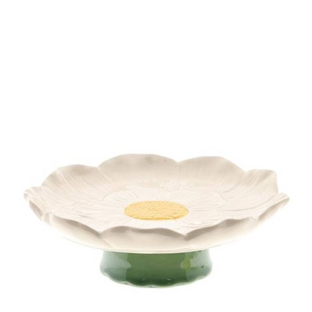 Keramik Schale Blume auf Fuss weiss 19x06cm