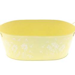 Zink Schale Blume +Henkel gelb 30x18x11cm