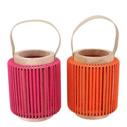 Laterne Cruz Rund mix orange/fuchsia 13x16x20cm