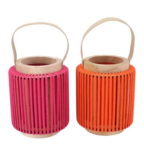 Laterne Cruz Rund mix orange/fuchsia 13x16x20cm