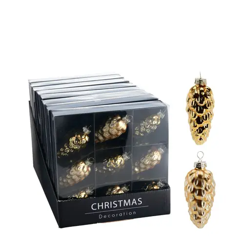 Deko Kugel Tannenzapfen mix gold D09cm x9